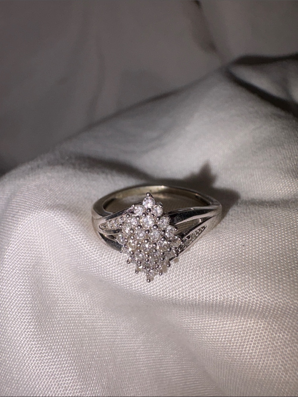 Silver-Tone Cluster Ring